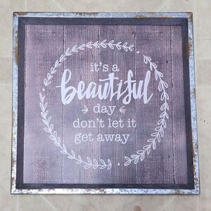 🇬🇪🔹️NWT Brown & Silver Rustic It's A Beautiful Day Wall Decor